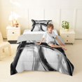 thumbnail image 4 of Homewish Swirl Circle Twin Comforter Sets,Aesthetic Geometric Bedding Set,Gray Black,Light Gray Reversible,2 Pieces,1 Comforter and 1 Pillowcase, 4 of 7