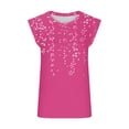 thumbnail image 4 of Women's Sleeveless T Shirts Trendy Summer Floral Printed Crew Neck Tank Tops Casual Loose Fit Soft Blouses (XL, Hot Pink), 4 of 4