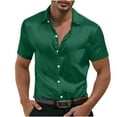 thumbnail image 2 of pstuiky camisetas de hombre, Camisa informal de manga corta con solapa y botones de color liso para fiesta de baile para hombre camisas casuales para hombre xl, 2 of 8