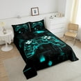 thumbnail image 4 of Game Bedding Sets ,Gaming Comforter Set Full, Gamer Duvet Set Neon Lights Gamepad Bed Set for Teen Men Bedroom,Geometry Plaid Comforter Reverse with 2 Pillow Cases,Mint Green, 4 of 7