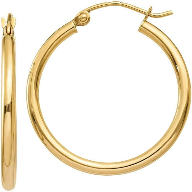 Quality Gold - 10kt Gold Polished 2mm Round Hoop Earrings - Walmart.com ...
