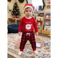 thumbnail image 5 of Cjfdfy Newborn Baby Boy Girl Christmas Fall First Christmas Outfit Long Sleeve Romper Plaid Pants And Hat Three-piece Set Infant Cute Santa Claus Pattern Clothes Set, 5 of 9
