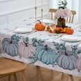 thumbnail image 4 of Thanksgiving Tablecloth Blue Fall Pumpkin Buffalo Plaid Rectangle Table Cloth - 60x84 Inch Oblong Autumn Polyester Table Cover Reusable Water Resistant for Outdoor Holiday Party Picnic, 4 of 8