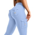 thumbnail image 6 of Lumtrix Women Workout Flare Leggings with Pockets Yoga Pants High Waisted Tummy Control Cargo Leggings Sky Blue M, 6 of 6