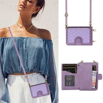 Allytechgroup Phone Case Bag for Galaxy Z Flip 7 FE/ Flip 6, PU Leather Cards Holder Magnetic Closure Shockproof Back Cover Crossbody Lanyard Wallet Case for Samsung Galaxy Z Flip 6/ 7 FE,Purple