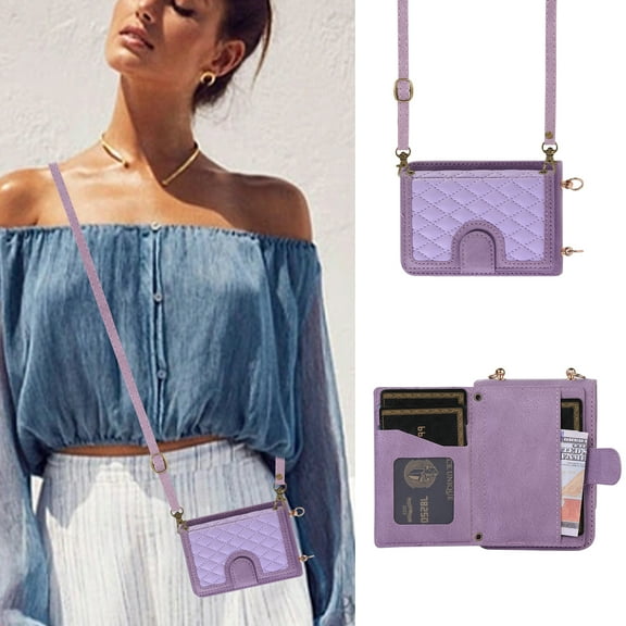 Mantto For Samsung Galaxy Z Flip 7 Wallet Phone Case Cute Elegant PU Leather Case with Card Holder Crossbody Cover for Women Girls Shoulder Strap Wristlet RFID Blocking Shockproof Case,Purple