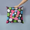 thumbnail image 2 of Letter Q Initial Monogram - Polkadots and Pink Fabric Decorative Pillow, 2 of 4