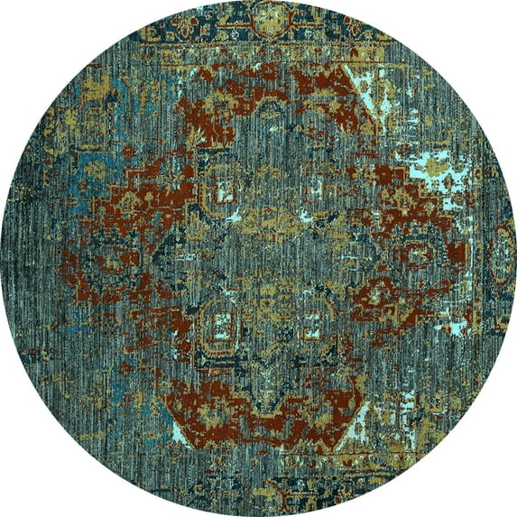 Ahgly Company Indoor Round Persian Light Blue Traditional Area Rugs, 7' Round