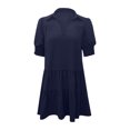 thumbnail image 4 of Fmbrln Summer Ruffle Flowy Mini Dress V Neck Short Sleeve T-shirts Dress Fashio Casual Loose Solid Color Sun Dress, 4 of 7