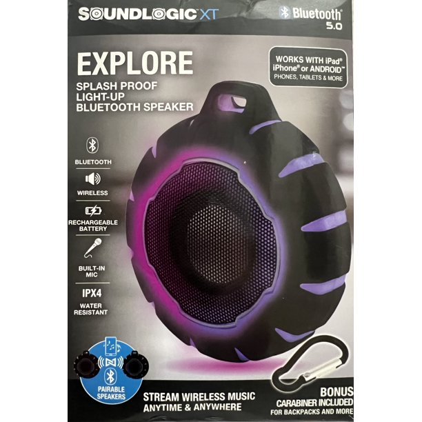Soundlogic XT Explore Splash Proof, Lightup, Portable, Bluetooth