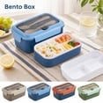 thumbnail image 2 of Stainless Steel Bento Lunch Box, Stackable Bento Box, Large-Capacity Double Layer Bento Box with Compartments, Leakproof Bento Container, Metal Lunchbox Ideal for Office, Work, Travel - Color E, 2 of 10