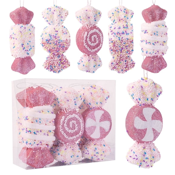 WSSZL Realistic Candy Cane Hanging Ornaments, Christmas Tree Decoration Set, Durable Foam Holiday Decor, Ideal For Party Wedding Window Display, Festive Seasonal Gift,Pink