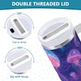 thumbnail image 3 of Yayeee 40oz Stainless Steel Tumbler with Straw and Handle Double-Wall Insulated Travel Water Bottle, Neon Jellyfish, 3 of 8