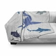 thumbnail image 3 of Shark Soft Flannel Fleece Throw Blanket, Grunge Style Big and Small Mammals Open Mouths Predator Dangerous Image Print, Cozy Plush for Indoor and Outdoor Use, 60" x 80", Royal Blue, by Ambesonne, 3 of 6