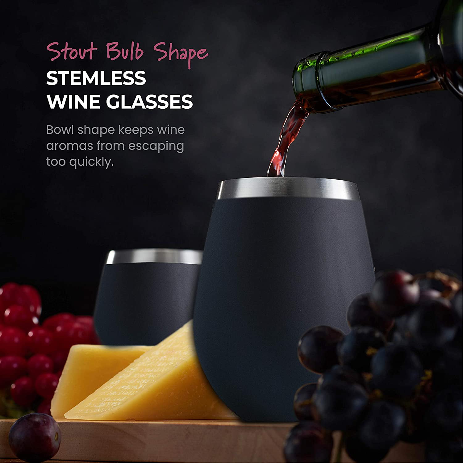Stemless Wine Glasses (6 Pack - 18 Ounces) Colorful Drinking Glasses Highly  Durable, Round Bowl Glas…See more Stemless Wine Glasses (6 Pack - 18