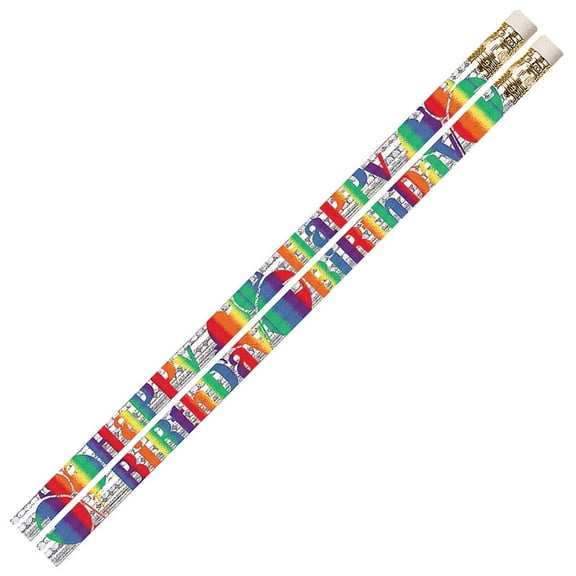 (Price/DZ)Musgrave Pencil Co MUS1356D Birthday Blitz 12Pk Motivational Fun Pencils
