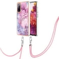 thumbnail image 2 of Case for Samsung Galaxy S20 FE, Adjustable Detachable Crossbody Strap Neck Strap Silicone Bumper Marble Painted TPU Ultra Thin Shockproof Protective Phone Case Cover for Galaxy S20 FE, Pink, 2 of 7