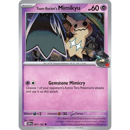 Pokemon Destined Rivals Uncommon Team Rocket's Mimikyu #87