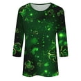 thumbnail image 5 of TrendVibe365 St Patricks Day Women Tops and Blouses Luck Shamrock Hat Paddy's Day Pullovers Crew Neck Holiday Shirts 3/4 Sleeve Gifts Tees Tops 2024 Soft Clothes, 5 of 5