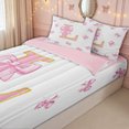 thumbnail image 3 of meiyoeat Princess Bow Letter L Zipper Twin Comforter Sets with Fitted Sheet and 2 Pillowcases for Women Girls, Blush Pink Fashion Zipper Bedding Set, Pink Reversible, 4-Piece, 3 of 6