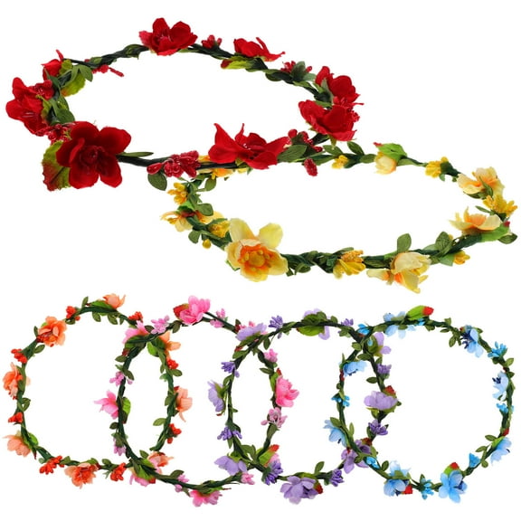 DINHEAROM 6Pack Flower Hair Wreath with Floral Hoop Crown for Women in Elegant Style for Various Occasions