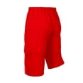 thumbnail image 3 of Mens Fleece Sweat Cargo Shorts With Elastic Waistband Drawstring Athletic Workout Gym Shorts-Red,XXL, 3 of 5