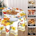 thumbnail image 3 of Boho Yellow Floral Round Tablecloth 60 Inch Summer Fall Wild Flower Table Cloth Modern Bohemia Farmhouse Polyester Cover Outdoor Decorative Indoor Kitchen Dining Party, 3 of 6