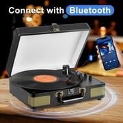 RetroAudio Vinyl Record Player 3-Speed Turntable with Bluetooth, Suitcase Portable Vintage Audio Turntable with Built-in Speakers, Black