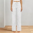 thumbnail image 5 of Women's Boho High Waist Wide Leg Linen Pants Lightweight Loose Summer Vacation Pants White S, 5 of 5
