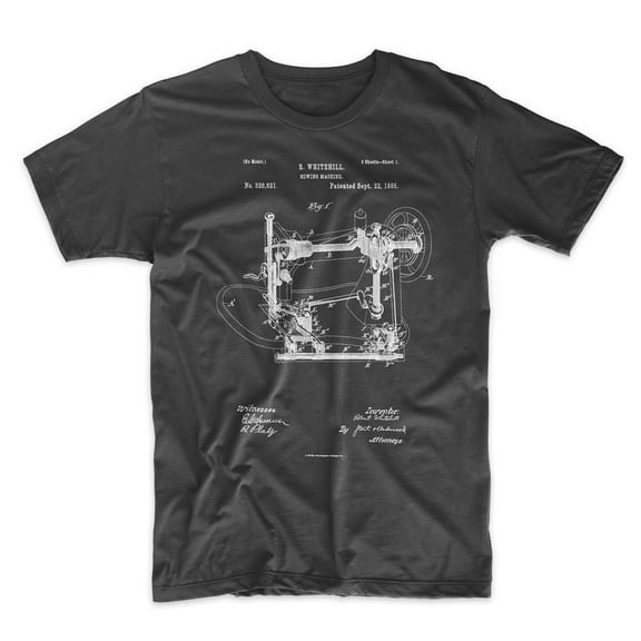 Mighty Circus Sewing Machine Patent T-Shirt - Black, Double Extra Large