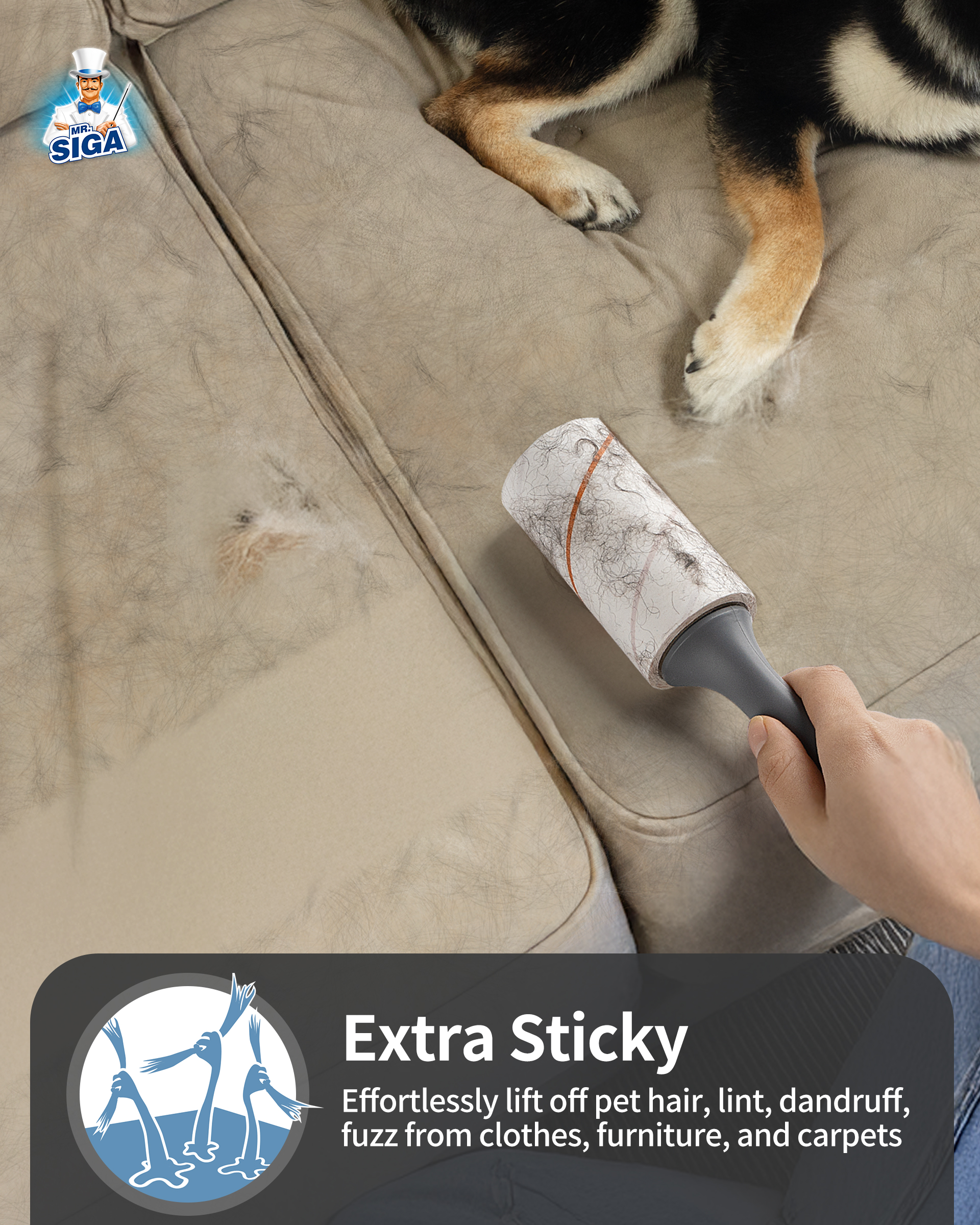 MR.SIGA Lint Rollers Pet Hair Extra Sticky 3-Pack photo 6