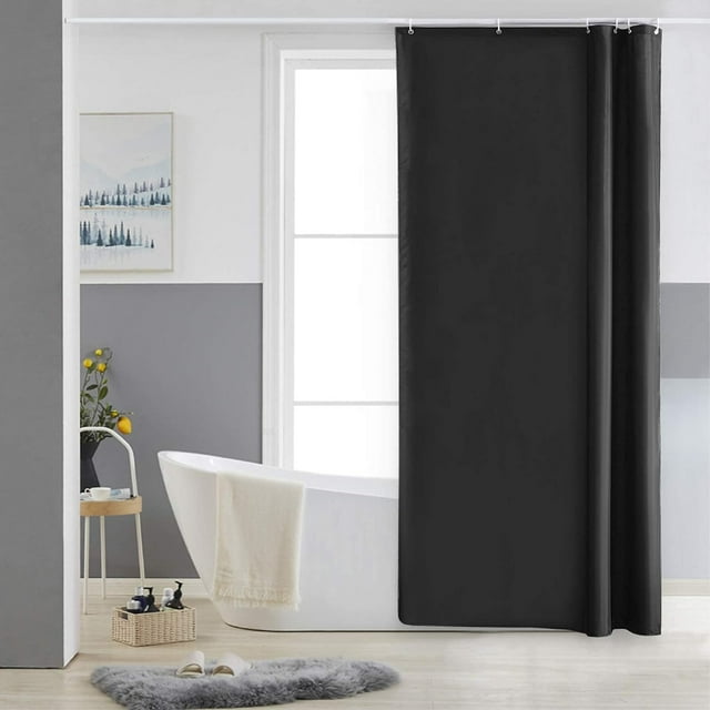 Shower Curtain, Black (120x180cm), Anti-mold, Small, Polyester Fabric