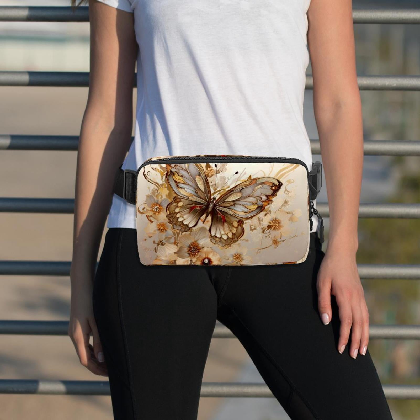 Butterflies Adjustable Lightweight Waist Bag Fanny Pack Crossbody Bag with Extension Strap Unisex