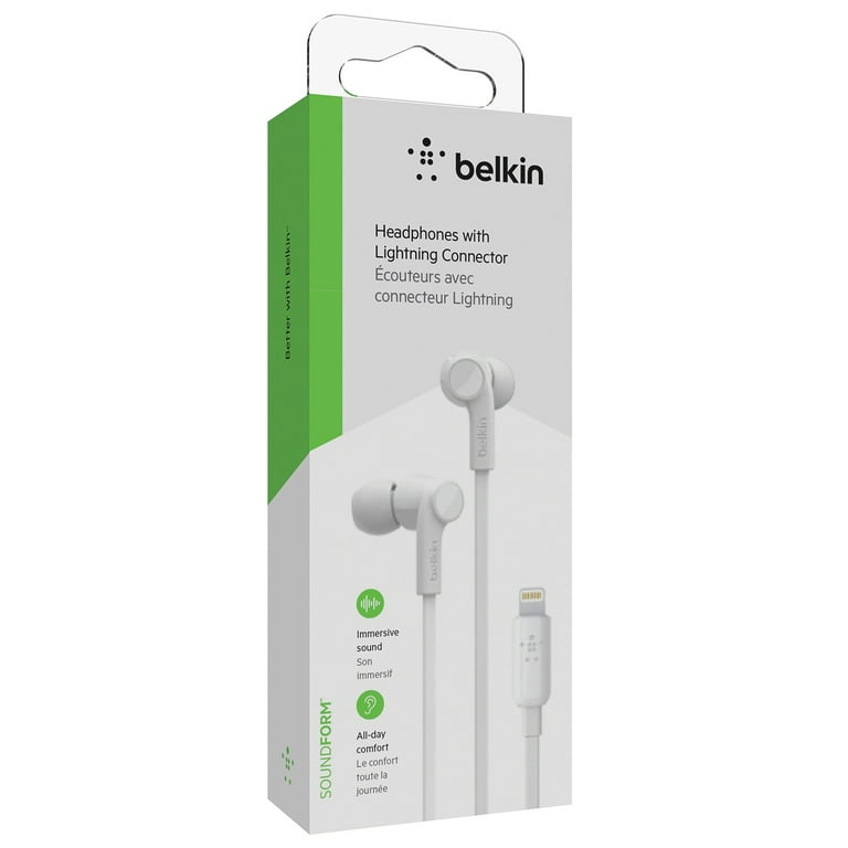 Belkin SOUNDFORM In Ear Headphones Earbud lightning Cable Connector White Walmart