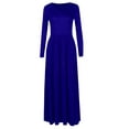 thumbnail image 5 of Avamo Ladies Maxi Dresses Long Sleeve Dress Solid Color Holiday Plain Casual Crew Neck Royal Blue S, 5 of 6