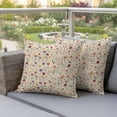 thumbnail image 6 of 2 Pack Outdoor Waterproof Throw Pillow Covers,Vintage Country Wildflower Floral Decorative Square Patio Pillowcases for Chair Couch Sofa 16x16in, 6 of 9