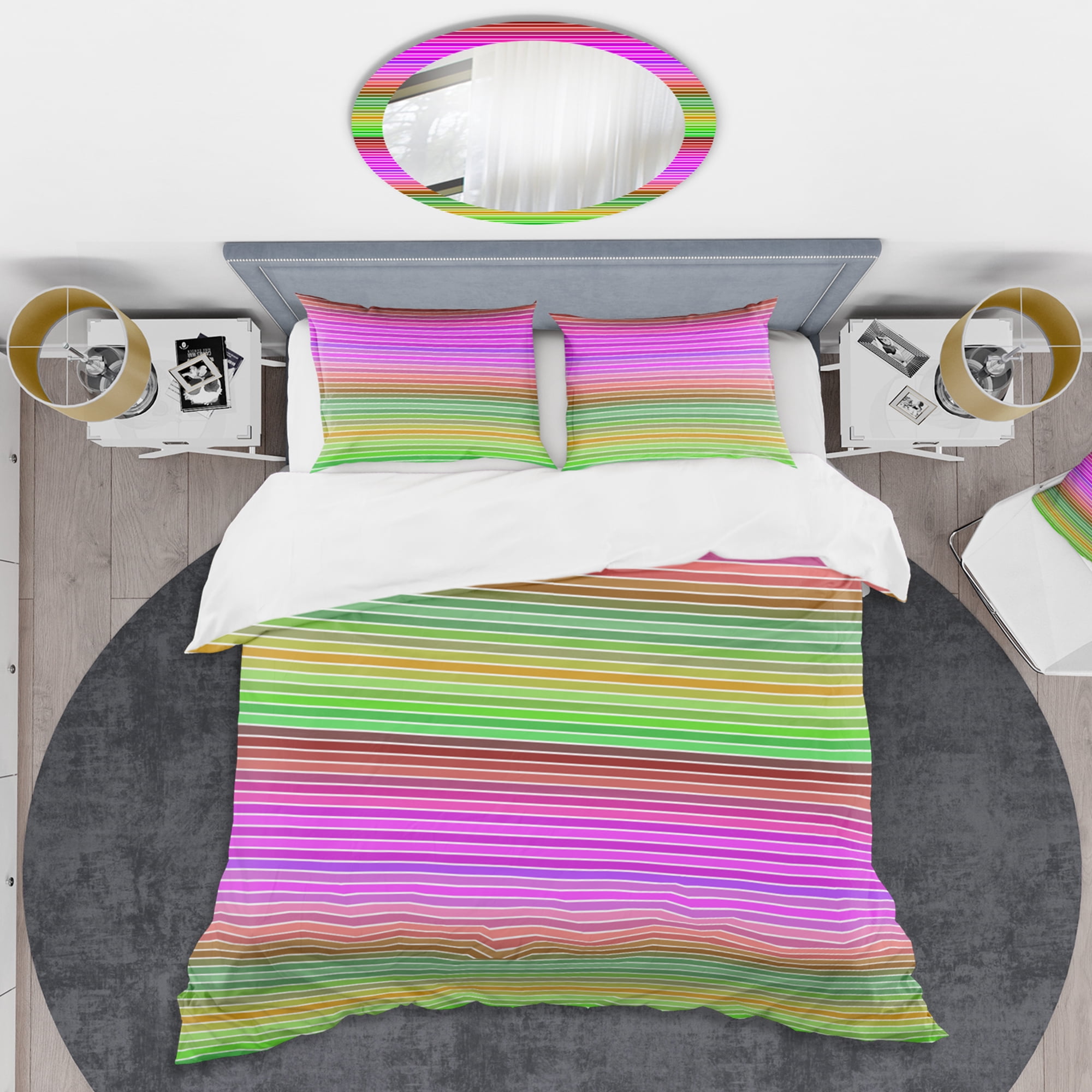 Designart 'Horizontal Retro Geometrical Pattern II' Mid-Century Modern Duvet Cover Set