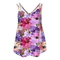 thumbnail image 4 of Sleeveless Cami Tops For Womens Spaghetti Straps Sexy Pleated Tank Tops Women Petal Print T-Shirt Casual Comfy T-ShirtsWomens Crew Neck Top, 4 of 5