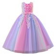 thumbnail image 1 of Girls Summer Dress Child Girls Rainbow Gradient Princess Dress with Flower Embroidery for Birthday Stage Performance Christening Robe Fille Pink 11 Years-12 Years, 1 of 6