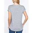 thumbnail image 4 of Women Casual Loose Fit V-Neck Cuff Dolman Sleeve Drop Shoulder Jersey T-shirts Top, 4 of 5