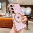 thumbnail image 2 of Magnetic Phone Case for Samsung Galaxy S23 Compatible with MagSafe Cute Heart Galaxy S23 Case for Women Luxury Plating Bumper Full Camera Lens Protection S23 5G Cover 6.1" (Light Purple), 2 of 11