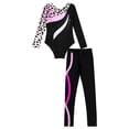 thumbnail image 5 of YEAHDOR Kids Girls Skating Dance Outfit Shiny Rhinestones Gym Leotard with Yoga Pants Active Tracksuit Leopard&Hot Pink 12, 5 of 7