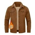 thumbnail image 3 of S-5X Plus Size Mens Big & Tall Corduroy-Jackets with Pockets Fleece Lined Coats Long Sleeve Button-Down Collared Solid Color Thermal Warm Work Jacket, 3 of 4