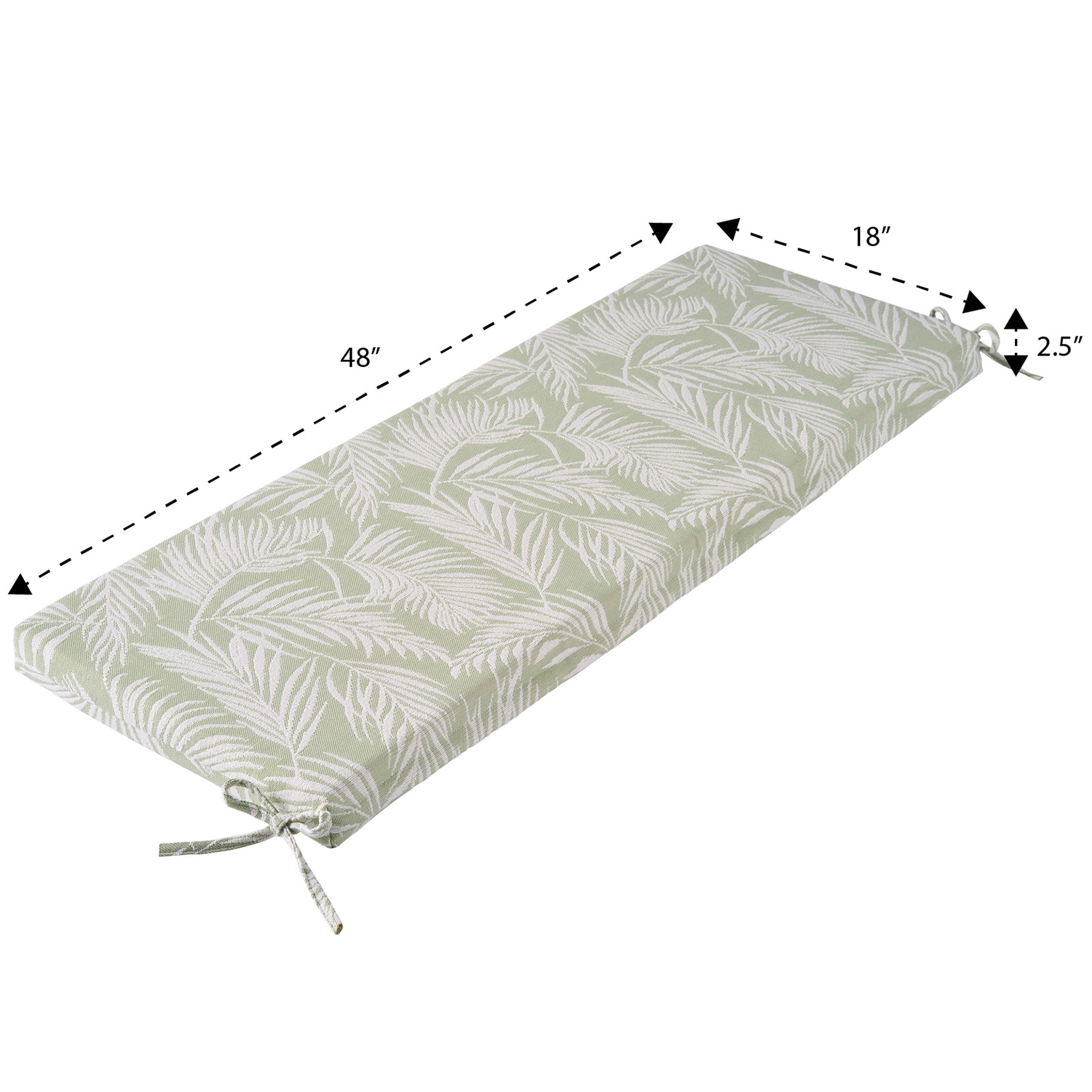 Better Homes & Gardens 48" x 18" Premium Outdoor Bench Seat Cushion, 1-Piece, Palm Green
