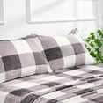 thumbnail image 4 of Micro Fleece Checkered Bed Sheet Set Queen Size- Ultra-Soft Velvet Plush Bed Sheets with Deep Pockets,No Pilling,Cozy Warmth for All Season - 4 Piece Set (Queen, Buffalo Plaid - Grey/White), 4 of 12