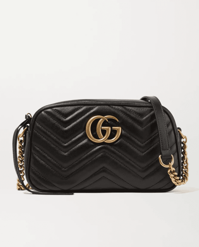 Gucci Soho Chain Strap Leather Handbag, Black Gold Tassel