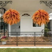 Dremisland 39 Artificial Boston Fern in Orange and Gold Fall Dark Brown Urn (2 Count)