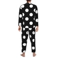 thumbnail image 5 of Kll Black And White Polka Dot Sleepwear Mens Flannel Pajamas,Long Cotton Pj Set, 5 of 9