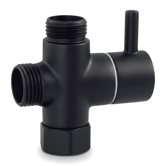 3 Way Shower Diverter Valve G1/2 T Adapter, Solid Brass Shower Head Splitter with Shut Off Lever, Universal Bathroom Shower Arm Connector for Handheld and Fixed Shower Head, Matte Black