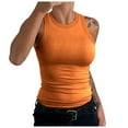 thumbnail image 1 of MIASHUI Women Tank Top Sleeveless Ribbed Basic Shirt Summer Casual Going Out Clothes,Orange,S, 1 of 4